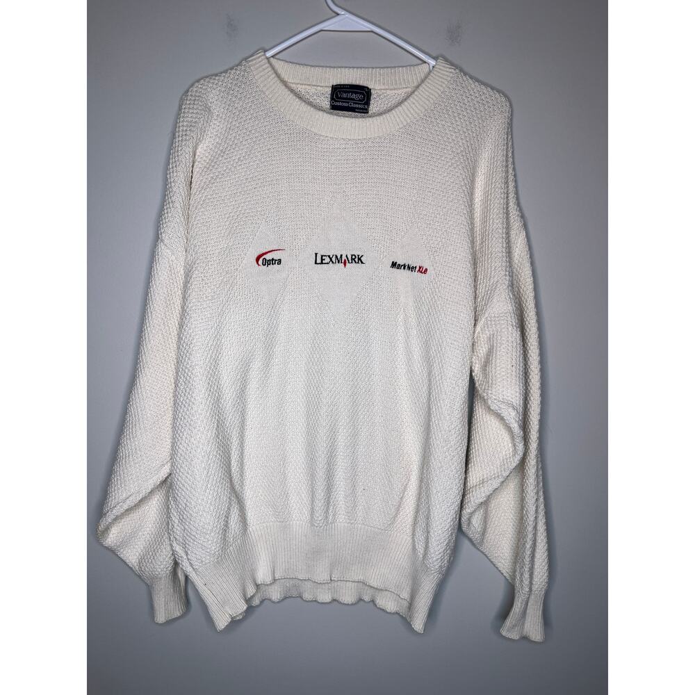 1980s Vantage Lexmark Optra Mark Net XLe Printer Brands Chunky Grandpa Sweater L